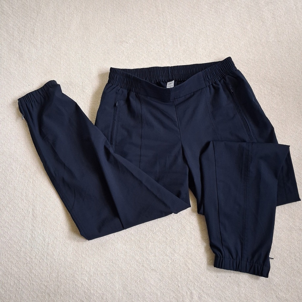 old navy midrise stretch tech joggers womens medium navy blue active athleisure